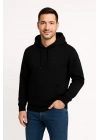 Üç İplik Kapüşonlu Kanguru Cepli SweatShirt hoodie - Siyah -