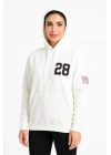 Üç İplik Kapüşonlu Ön ve Arka Baskılı SweatShirt hoodie - Beyaz -