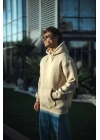 Üç İplik Penye Kapşonlu Basic SweatShirt - Bej -