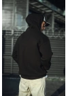 Üç İplik Penye Kapşonlu Basic SweatShirt - Siyah -