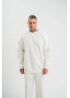 Uzun Kol Bisiklet Yaka Basic SweatShirt - Beyaz -