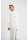Uzun Kol Bisiklet Yaka Basic SweatShirt - Beyaz -
