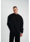 Uzun Kol Bisiklet Yaka Basic SweatShirt - Siyah -