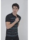 Yakalı Slim Fit Pike Çizgili T-Shirt - Siyah -