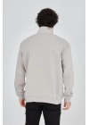 Yarım Fermuarlı Baskılı Sweat - Boyalı Gri -