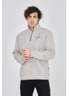 Yarım Fermuarlı Baskılı Sweat - Boyalı Gri -