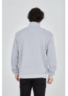 Yarım Fermuarlı Baskılı Sweat - Gri -