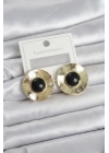 ® Vintage Model Siyah Gold Renk Pirinç Kadın Küpe