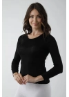 Vivaldi Kadın Siyah Uzun Kol Bisiklet Yaka Body Likralı 352
