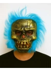 Wild Skull - Bakır Kafatası Turkuaz Saçlı İskelet Maske