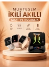 Wireless Şarjlı Akıllı Saat ve Dijital Göstergeli Kablosuz Bluetooth Kulaklık Nabız Ölçer