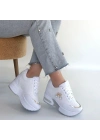 Wody Beyaz Cilt Simli Bağcıklı Spor Ayakkabı