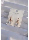 ® XUPİNG Rose Renk Zirkon Taşlı Halka Küpe