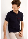 Yakası Düğmeli Yakalı Pike Baskılı T-Shirt - Beyaz -