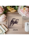 Yan Yana Oturan İki Serçe Çizimli Mousepad - 19x23 cm 2 mm Dikdörtgen İthal Baskılı Mouse Pad