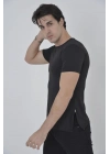 Yandan Fermuarli Slim fit T-shirt - Siyah -