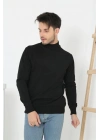 Yarım Balıkçı Yaka Triko Kazak - Siyah