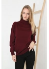 Yarım Boğaz Triko Kazak- Bordo