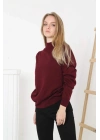 Yarım Boğaz Triko Kazak- Bordo