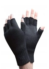 Yarım Parmak Kesik Siyah Eldiven Unisex 1 Çift Sıcak Tutan Yün Kışlık Kadın Erkek