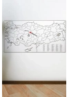 ® Yazılabilir Türkiye Haritası Manyetik Duvar Stickerı 110 x 56 cm
