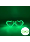 Yeşil Led Işıklı Kalp Gözlük – 3 Modlu Parti & Glow Gözlüğü