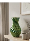 Yeşil Spiral 3D Baskı Vazo Estetik Modern Ev Ofis Dekoru