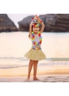 Yetişkin Çocuk Hawaii Parti Seti - 40 Cm Naturel Etek + Çiçek Aksesuarlar (5 Parça)