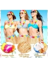 Yetişkin Ve Çocuk Uyumlu Saman Renk Hawaii Luau Hula Etek 40 Cm 12 Adet