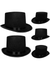 Yetişkinler İçin Siyah Renk Ringmaster Sihirbaz Şapkası Fötr Şapka 15 Cm