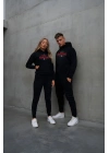 Yılbaşı Merry Christmas Baskılı Oversize Kapüşonlu Sweatshirt Hoodie - Siyah