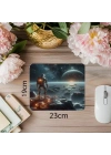 Yıldızlara Bakan Robot Temalı Mouse Pad - 19x23 cm 2 mm Dikdörtgen İthal Baskılı Mouse Pad