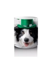 Yoncalarla Süslenmiş St. Patrick’s Temalı Border Collie - Baskılı kahve kupası