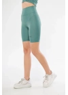 Yüksek Bel Biker Sporcu Şort - Mint Yeşil