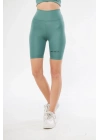 Yüksek Bel Biker Sporcu Şort - Mint Yeşili