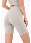 Yüksek Bel Biker Sporcu Şort - Taş