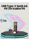 Yüksek Performanslı AA USB Şarjlı Lityum Pil | 1.5V Sabit Güç | 2’li Paket