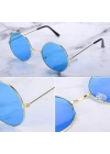 Yuvarlak Cam John Lennon Tarzı Gold Çerçeveli Mavi Gözlük