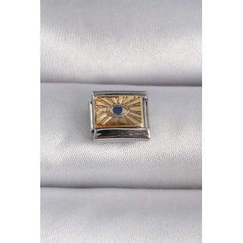 316L Çelik Gümüş Renk Altın Göz İşlemeli Nomination Charm