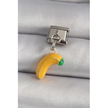 316L Çelik Gümüş Renk Sallantı Muz Model Nomination Charm