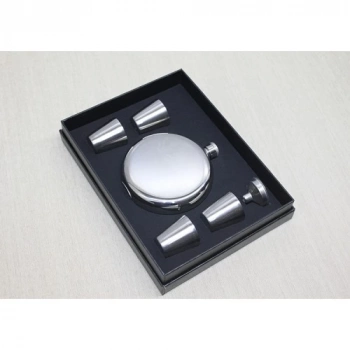 4 Shot Bardaklı Matara Seti Yuvarlak Çelik