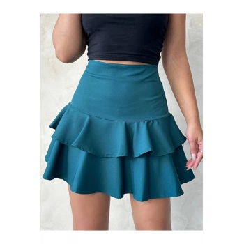 Valonlu Fırfırlı Etek Yeşil S24681