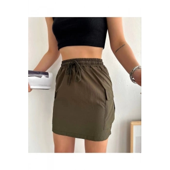 Kargo Cep Ince Paraşüt Etek Haki S241019