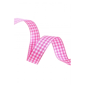 Bfs Tafta Ekoseli Kurdele 25 Mm Pembe 2 Metre