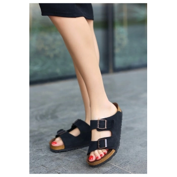 Rıno Siyah Nubuk Terlik