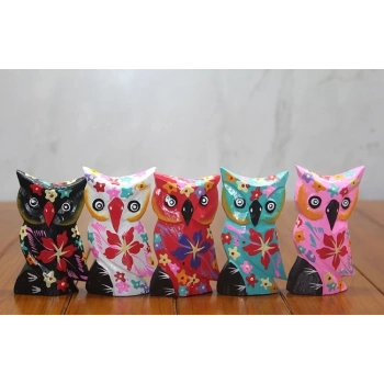 Ahşap 5li Baykuş Seti Polos-20