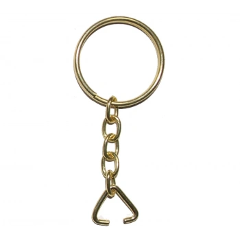 Anahtarlık Halkası, Halka + Zincir + Üçgen, 24mm, Altın, Sarı, 1 Adet