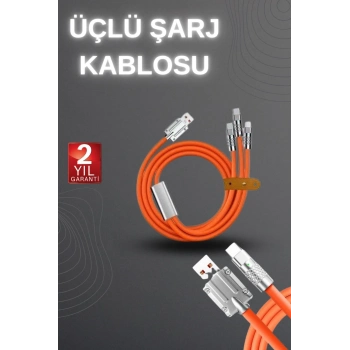 ÇOK SATAN 120W Hızlı Şarj Kablosu Turuncu Yüksek Güç Kapasitesi Çoklu Şarj Girişi