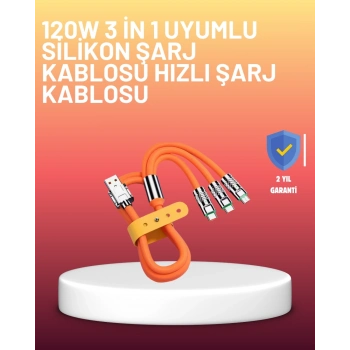 ÇOK SATAN 120W Şarj Destekli 3’ü 1 Arada Çoklu Şarj Kablosu – 1.2 Metre