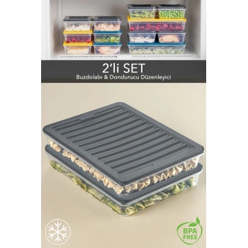 ÇOK SATAN 2li Saklama Kabı , Mikrodalga Uyumlu Erzak Saklama Kabı Antrasit 2 X 2400 ml